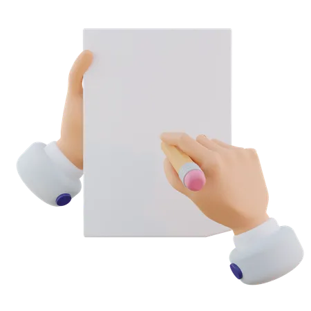 Geste de la main tenant l'écriture sur papier  3D Icon