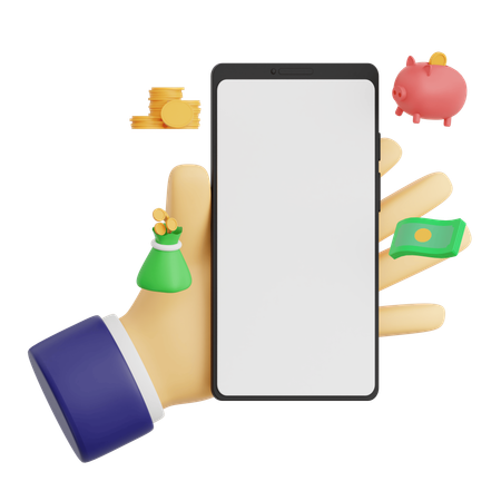 Geste De La Main Tenant Un Smartphone Avec Finance  3D Icon