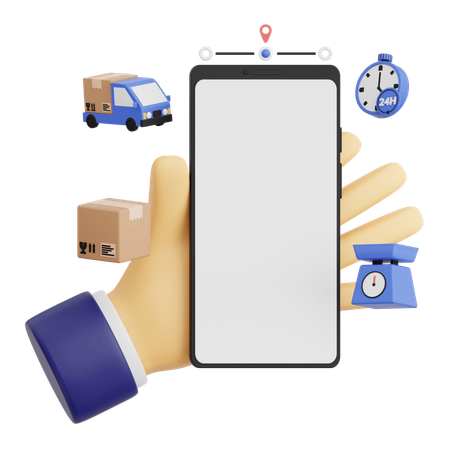 Geste De La Main Tenant Un Smartphone Avec Livraison  3D Icon