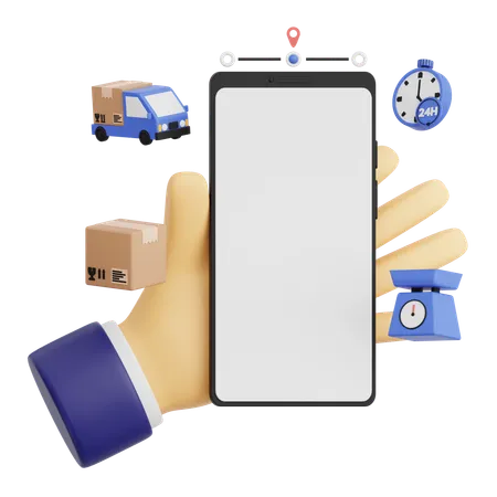 Geste De La Main Tenant Un Smartphone Avec Livraison  3D Icon