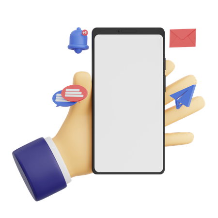 Geste De La Main Tenant Un Smartphone Avec Message  3D Icon