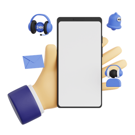 Geste de la main tenant un smartphone avec le service client  3D Icon