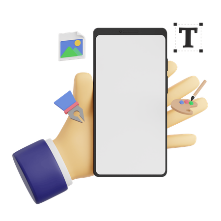 Geste De La Main Tenant Un Smartphone Avec Un Design Graphique  3D Icon