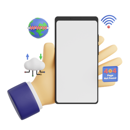 Geste de la main tenant un smartphone avec un navigateur réseau  3D Icon