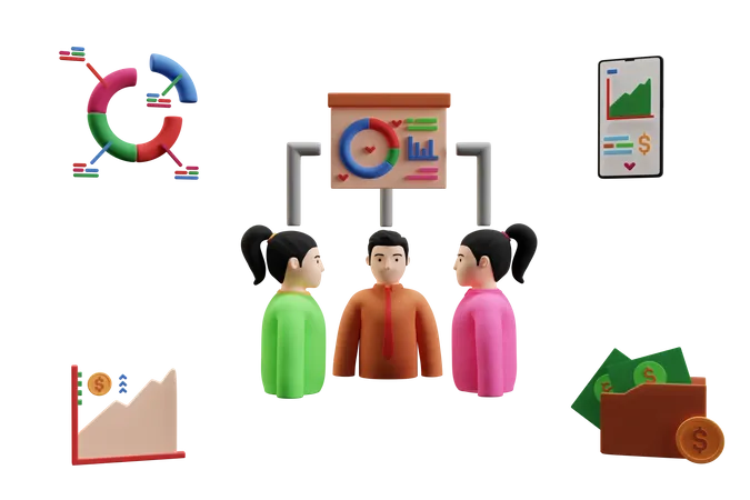 Gestión de equipos de negocios  3D Illustration