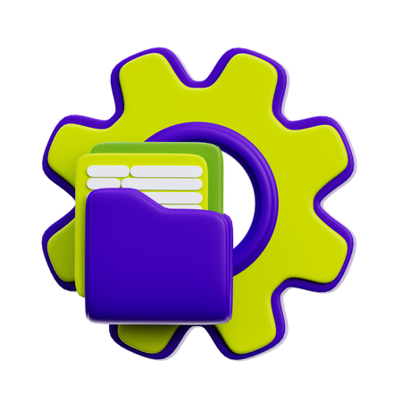 Gestion de fichiers avec engrenage et dossier  3D Icon