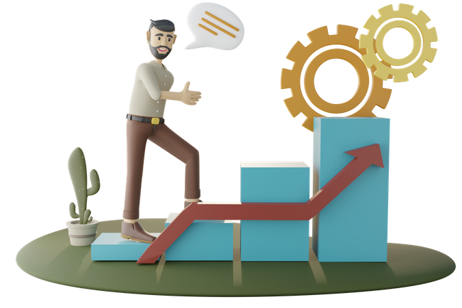 Gestion de la croissance des entreprises  3D Icon