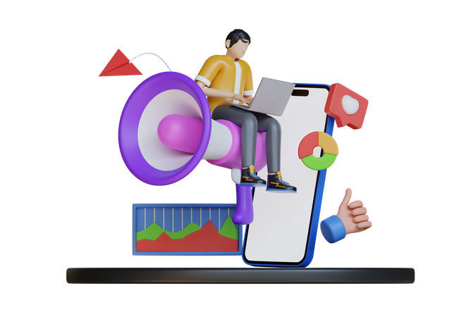 Gestión de marketing empresarial  3D Illustration