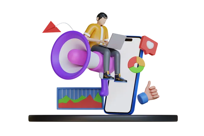 Gestión de marketing empresarial  3D Illustration