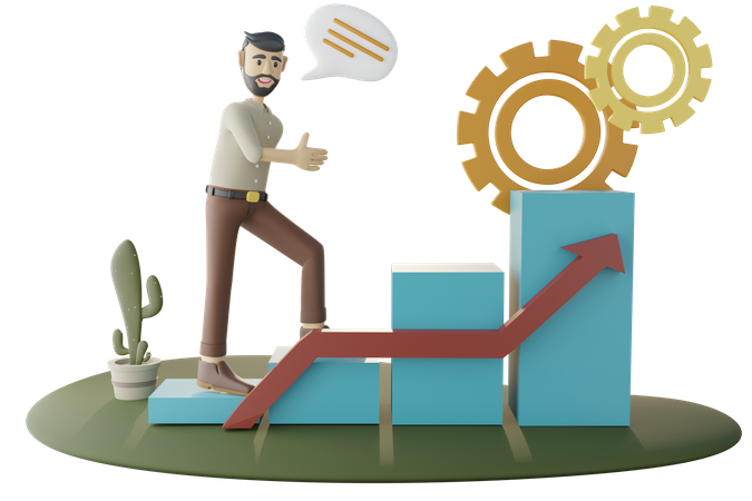 Gestión del crecimiento empresarial  3D Icon