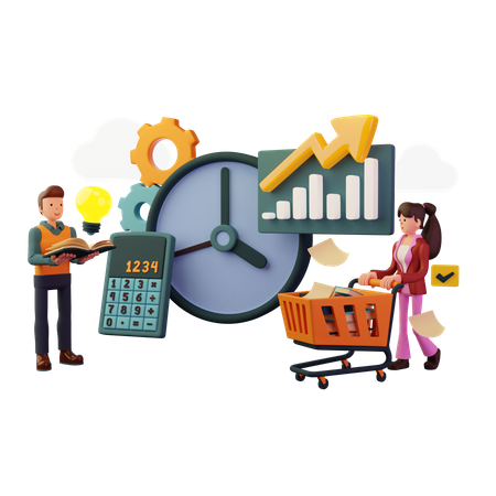 Gestión del tiempo por empleado  3D Icon