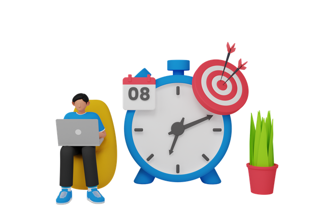 Gestión del tiempo por parte de emprendedores.  3D Icon
