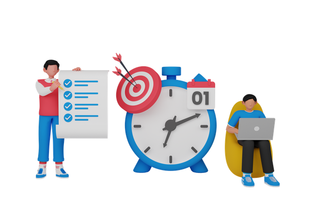 Gestión del tiempo por parte de los empleados.  3D Icon