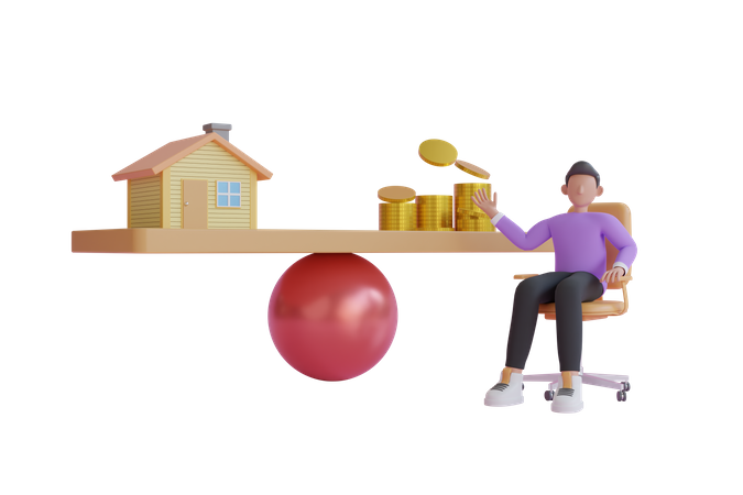 Gestion financière du prêt immobilier  3D Illustration