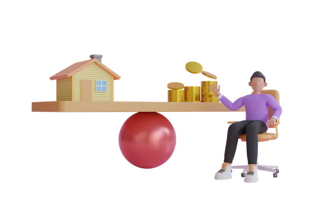 Gestion financière du prêt immobilier  3D Illustration