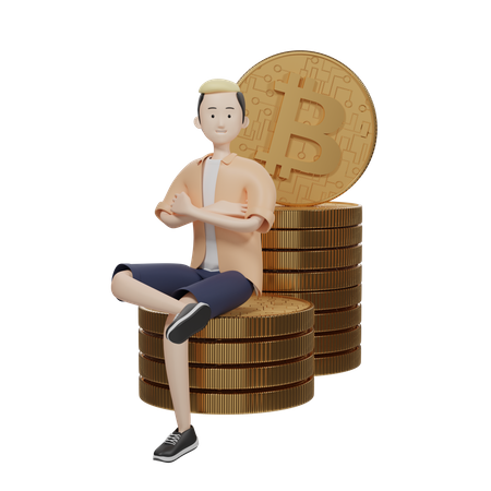 Gestionnaire de bitcoins  3D Illustration