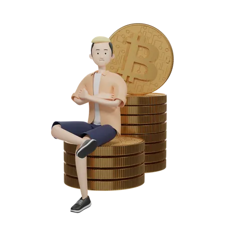 Gestionnaire de bitcoins  3D Illustration