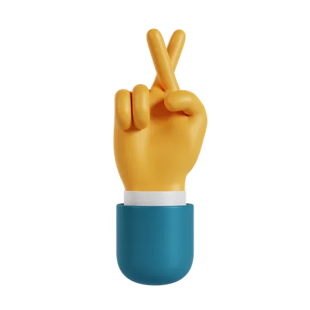 Gesto de dedo cruzado com a mão  3D Illustration