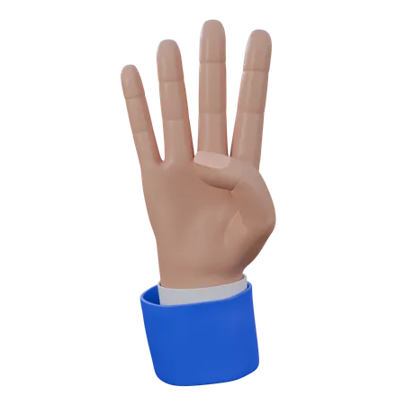 Gesto de la mano número cuatro  3D Icon