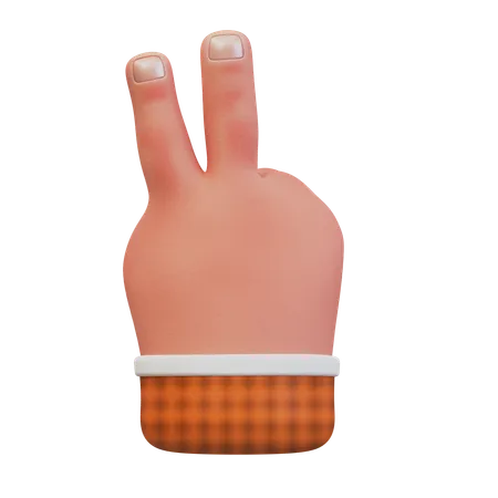 Gesto con la mano que muestra el número dos  3D Icon