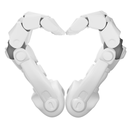 Gesto corazón robot mano  3D Illustration