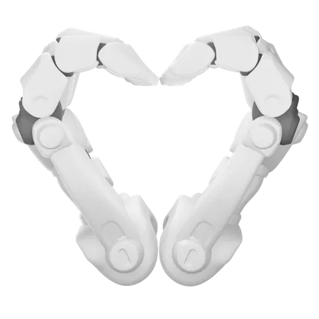 Gesto corazón robot mano  3D Illustration