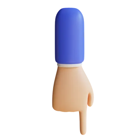 Localizador apontando para baixo gesto com a mão  3D Illustration