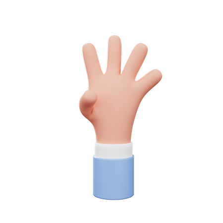 Gesto de cuatro dedos  3D Illustration