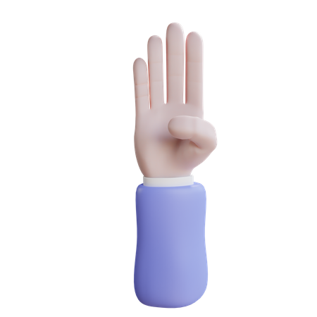 Gesto de cuatro dedos  3D Icon