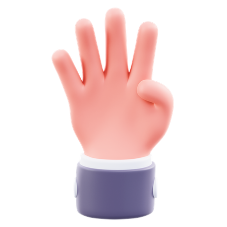 Gesto de la mano con cuatro dedos  3D Icon