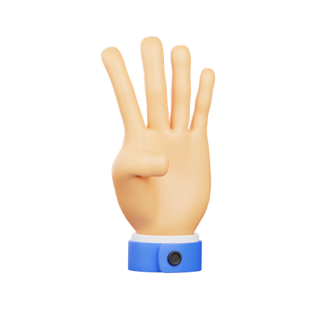 Gesto de la mano con cuatro dedos  3D Icon