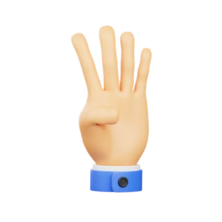 Gesto de la mano con cuatro dedos  3D Icon