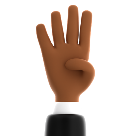 Gesto de la mano con cuatro dedos  3D Icon