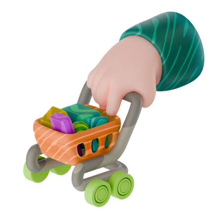 Gesto de la mano del carrito de compras  3D Icon