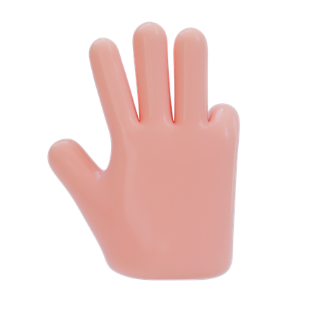 Gesto de la mano con tres dedos  3D Icon