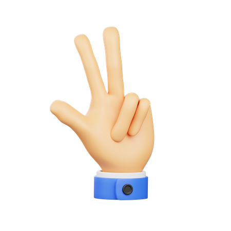 Gesto de la mano con tres dedos  3D Icon