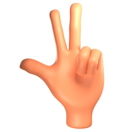 Gesto de la mano con tres dedos  3D Icon