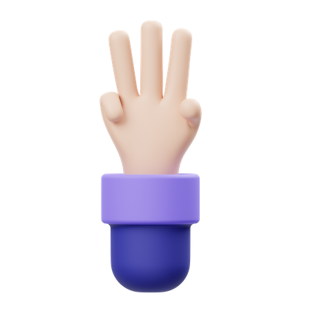 Gesto de la mano con tres dedos  3D Icon
