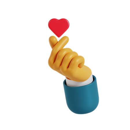 Corazón sosteniendo el gesto de la mano  3D Illustration
