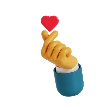 Corazón sosteniendo el gesto de la mano  3D Illustration