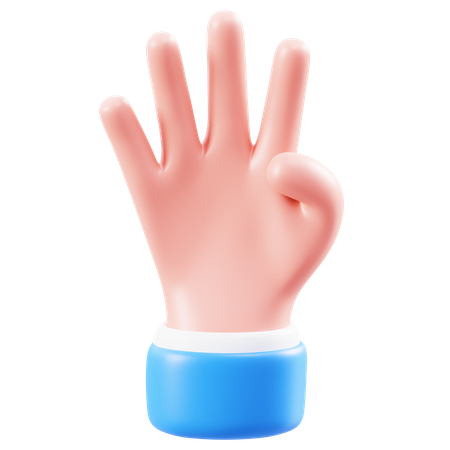 Gesto de la mano con cuatro dedos  3D Icon