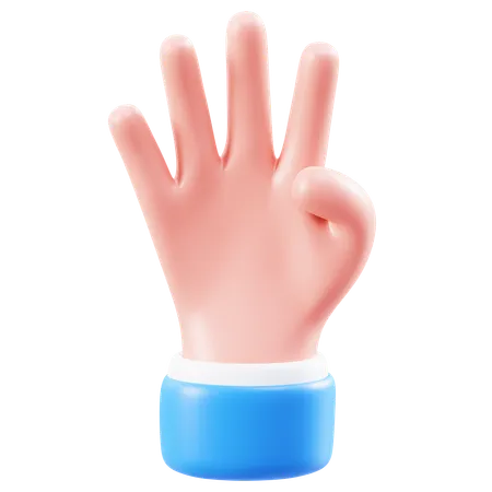 Gesto de la mano con cuatro dedos  3D Icon