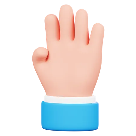 Gesto de la mano con cuatro dedos  3D Icon