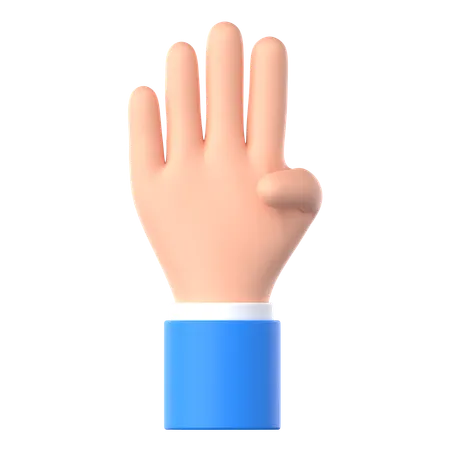 Gesto de la mano con cuatro dedos  3D Icon