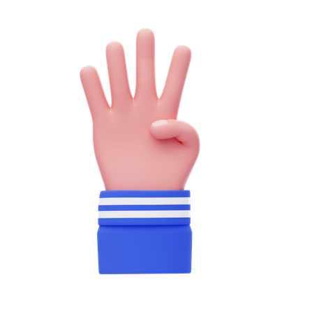 Gesto de la mano con cuatro dedos  3D Icon