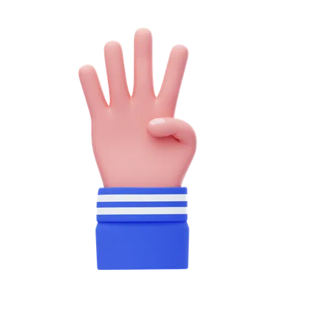 Gesto de la mano con cuatro dedos  3D Icon