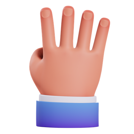 Gesto de la mano con cuatro dedos  3D Illustration