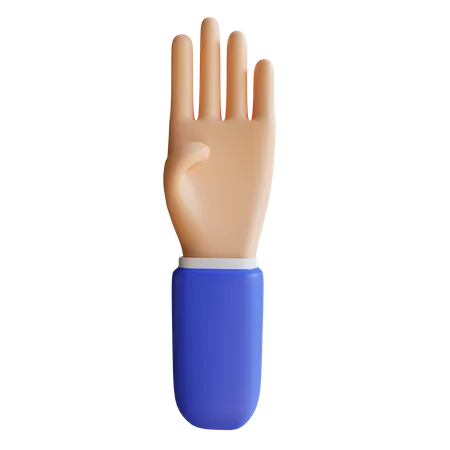 Gesto de la mano con cuatro dedos  3D Illustration