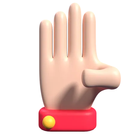 Gesto de la mano con cuatro dedos  3D Icon