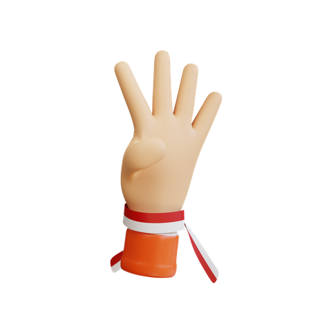 Gesto de la mano con cuatro dedos  3D Icon